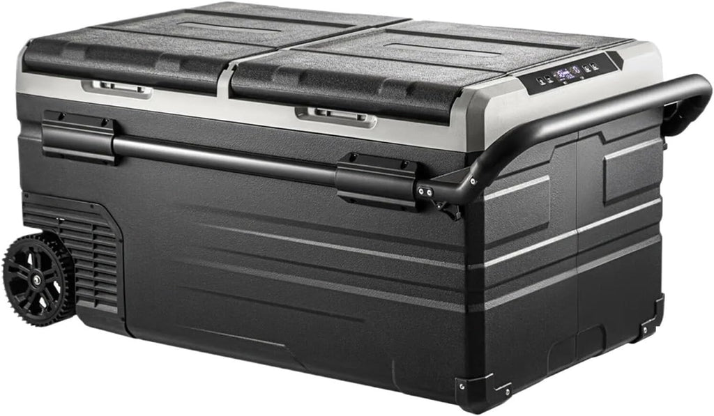 Car refrigerator 75L 95L Small Car Fridge 12V/24V Portable Fit For Mini Dual Storage Zone Refrigerator Compressor Truck Freezer Cooler Home Use Car mounted freezer(95 L)