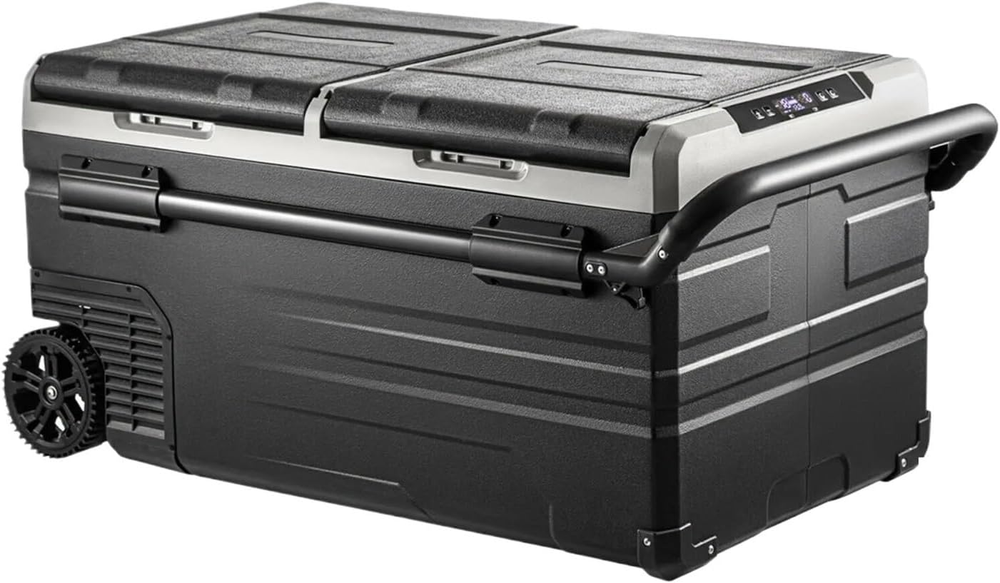 Car refrigerator 75L 95L Small Car Fridge 12V/24V Portable Fit For Mini Dual Storage Zone Refrigerator Compressor Truck Freezer Cooler Home Use Car mounted freezer(95 L)