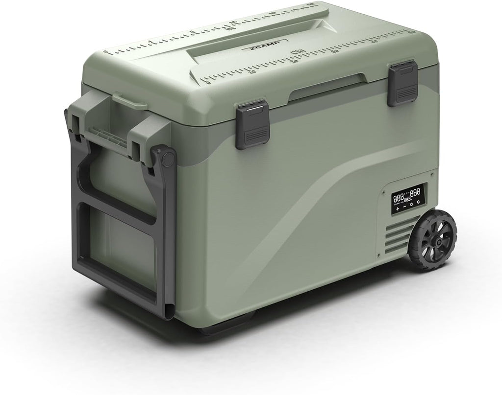 GS40W Portable Wheeled Car Freezer,45Quart 12V Car Refrigerator with Dual Zone,Electric Compressor Cooler -4℉~68℉ for Camping, RV, Truck, Travel, Outdoor