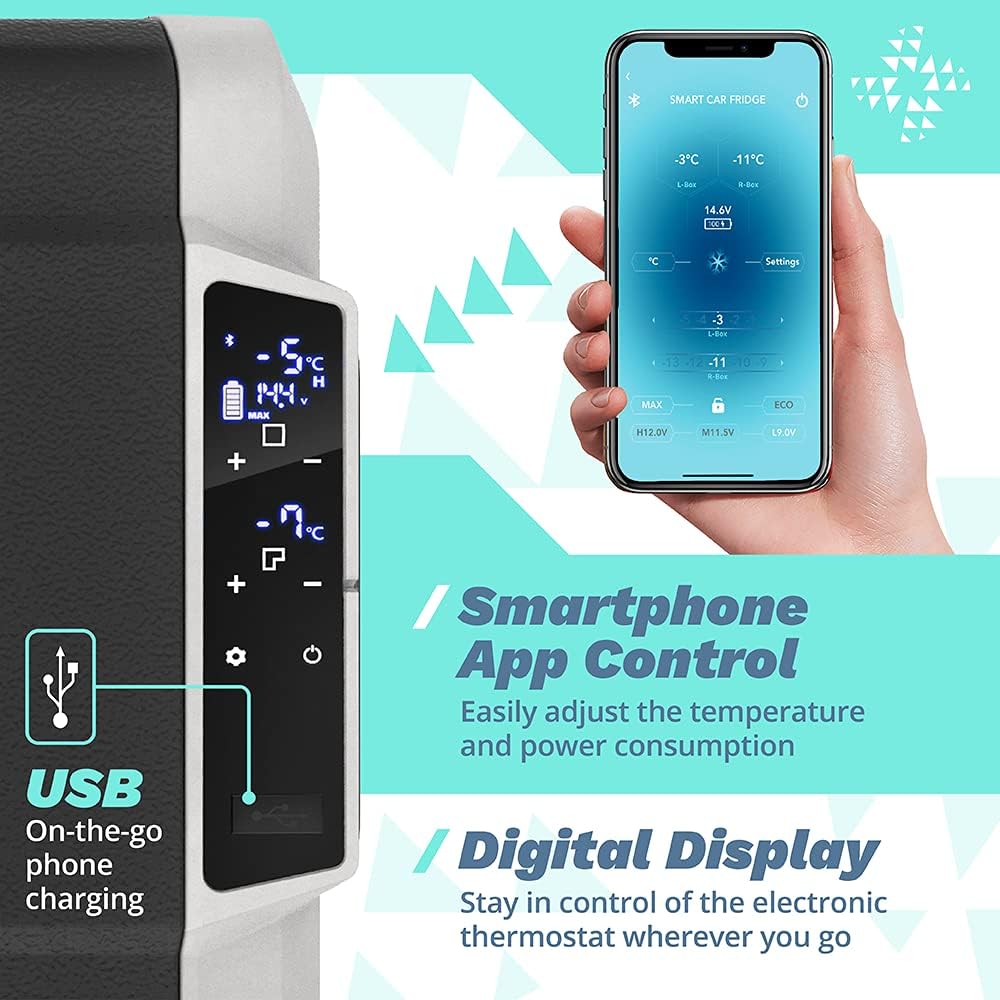 Bluefin Active Expedice 36L | Portable Travel Fridge | Advanced Cooling & Freezing Technology | Energy Efficient Charging | Dual Storage Compartments | Smartphone App Control | LCD Display | AC & DC