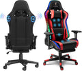 Gaming Chair with RGB LED Lights and Massage, Ergonomic Video Game Chair with Footrest, High Back Reclining Computer Chair with Headrest and Lumbar Support, 4D Handrail,Swivel Seat Gamer Ch