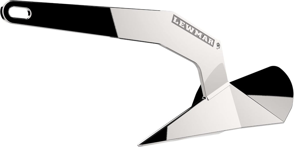 Lewmar DTX Stainless Steel Anchor 44 lbs. for Boats 43'- 54', Lead ballasted tip, Integrated Eye, one-Piece Build, Non-hinged plow, self-Launching, 34-1/2' L x 15-7/16' W x 14-1/2' H - 2020202206