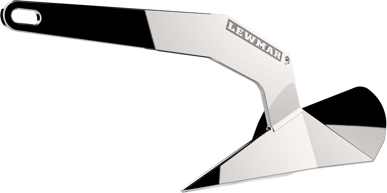 Lewmar DTX Stainless Steel Anchor 44 lbs. for Boats 43'- 54', Lead ballasted tip, Integrated Eye, one-Piece Build, Non-hinged plow, self-Launching, 34-1/2' L x 15-7/16' W x 14-1/2' H - 2020202206