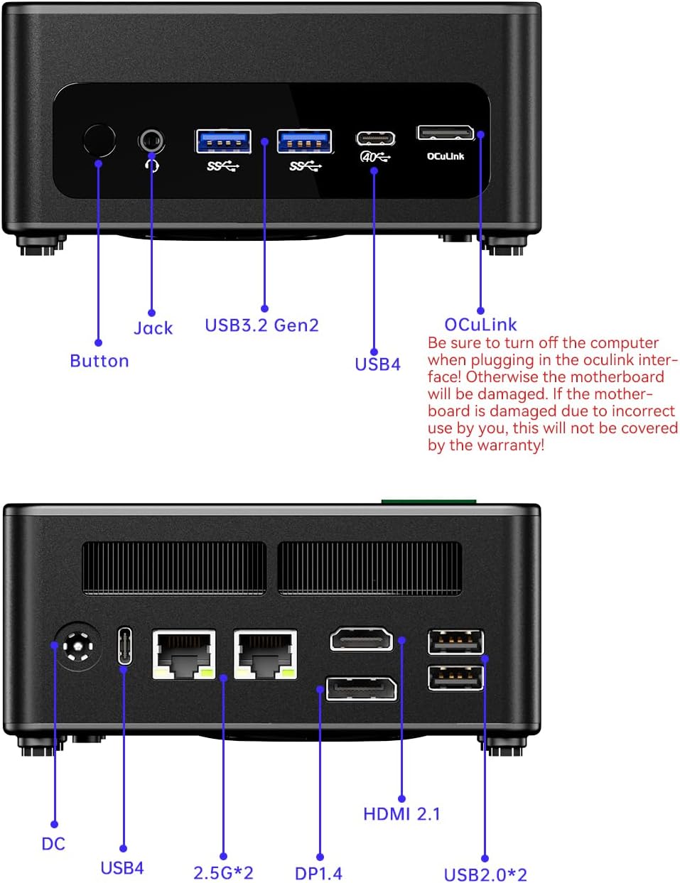 AOOSTAR GEM12 + AMD R7 PRO 8845HS Mini PC, Barebone Mini Gaming PC with OCULINK/ 2*USB4/HD2.1/1 xDP 1.4, 2X 2.5G LAN,2*M.2 Slots,Support Openclaw