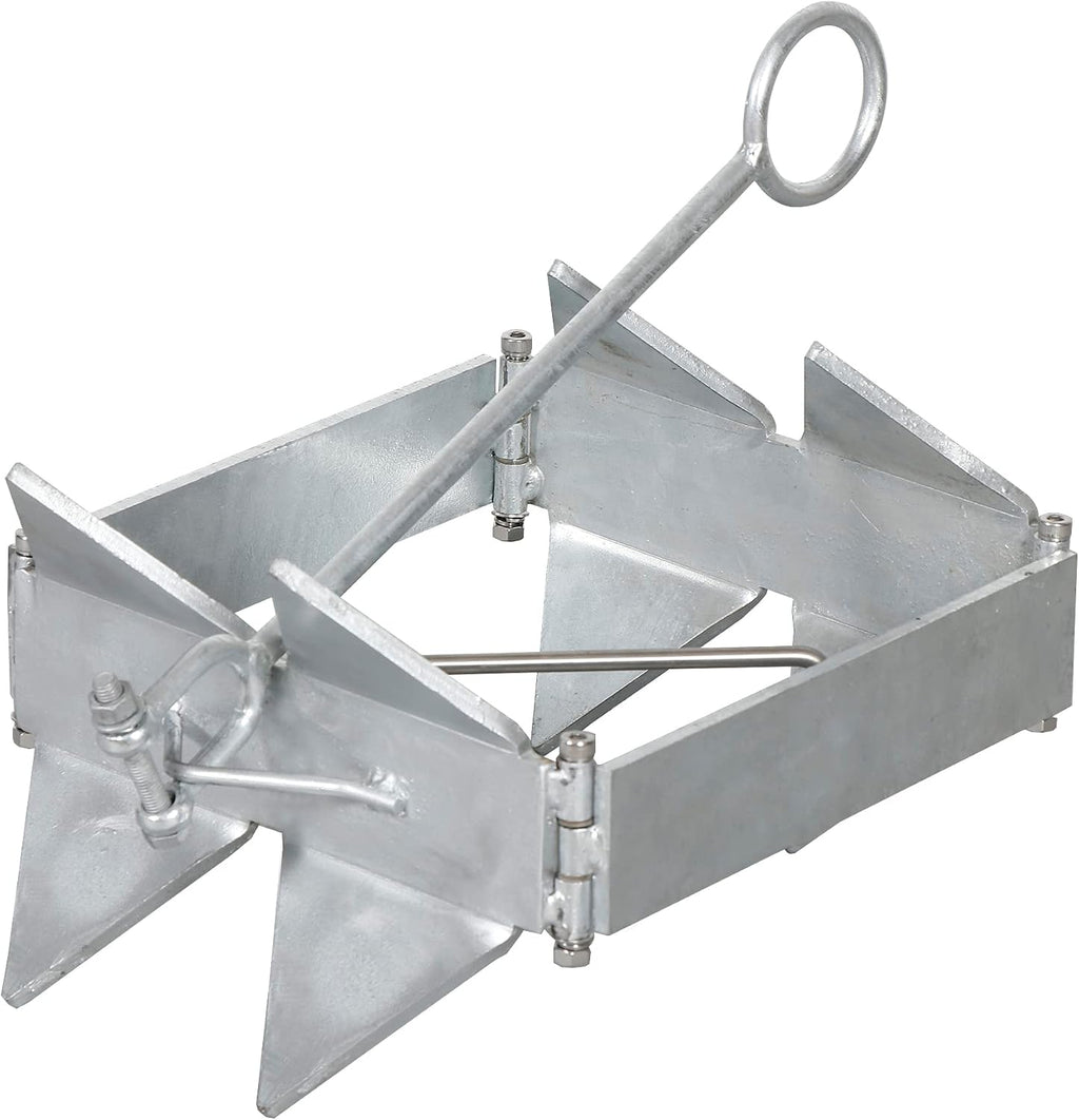 Box Anchor Kit 13LBS/19LBS/25LBS, Boat Anchor with 16.5 Feet Elastic Rope & 100 Feet Nylon Rope, Hot-Dipped Galvanized Folding Boat Slide Cube Anchor (Box Style) Suitable for Boats