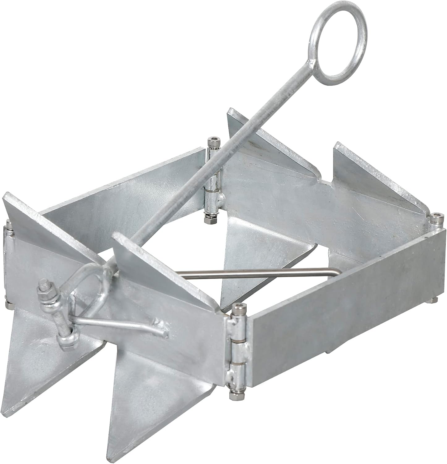 Box Anchor Kit 13LBS/19LBS/25LBS, Boat Anchor with 16.5 Feet Elastic Rope & 100 Feet Nylon Rope, Hot-Dipped Galvanized Folding Boat Slide Cube Anchor (Box Style) Suitable for Boats