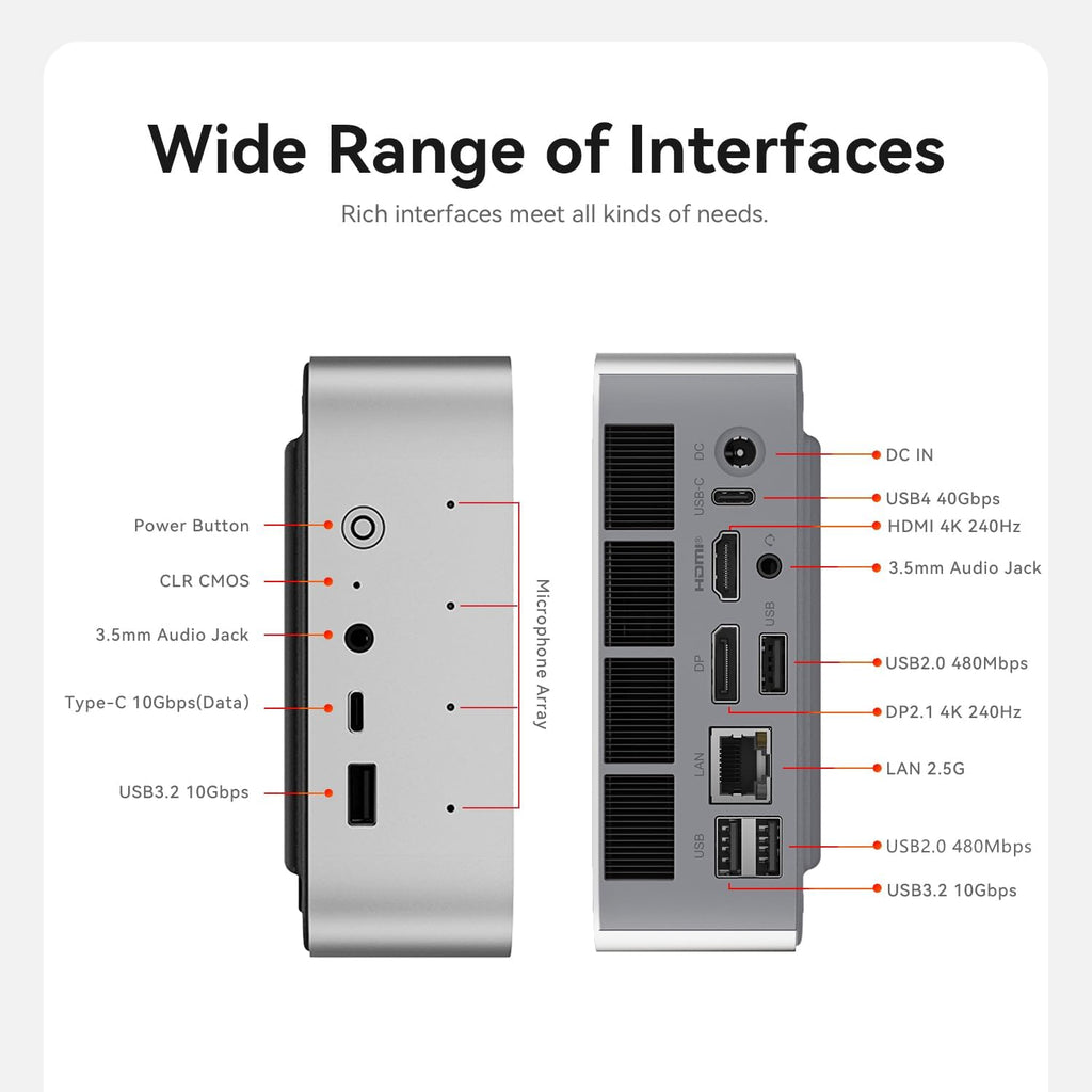 Beelink SER9 Pro Mini PC, AMD Ryzen 7 H 255(Up to 4.9GHz) 8C/16T, Mini Desktop Computer 24GB LPDDR5X RAM 1TB PCIe4.0 SSD, Small Gaming PC Built in Dual Speaker/Mic/BT5.2/WiFi 6 for Gaming/Office/Home
