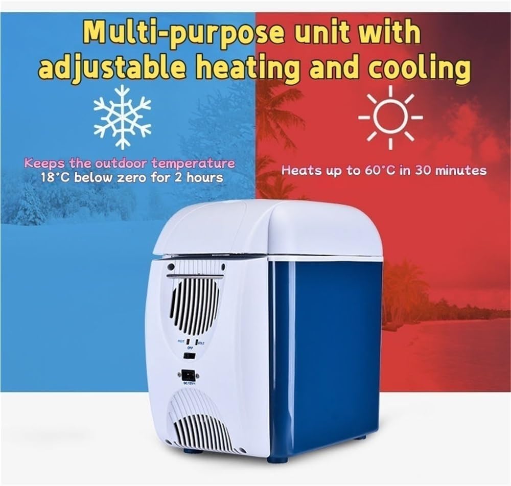 12V 7.5 Quart Personal Thermoelectric, Electric Cooler -4°F~50°F, Portable Electric Cooler Warmer 7.5 Liter Capacity for Car, RV, and Camping Use