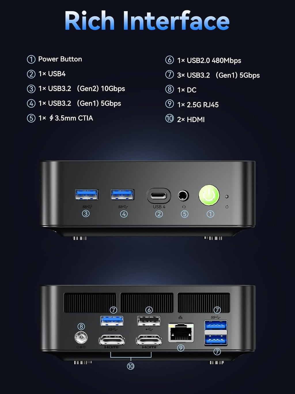 GMKtec K17 Intel Core Ultra 226V Mini PC 97TOPS with Samsung LPDDR5X 8533 MT/s PCIe 4.0 SSD i226V 2.5G RJ45/ WiF6E BT5.2/ USB4.0 Intel Arc 130V Mini Gaming Computer