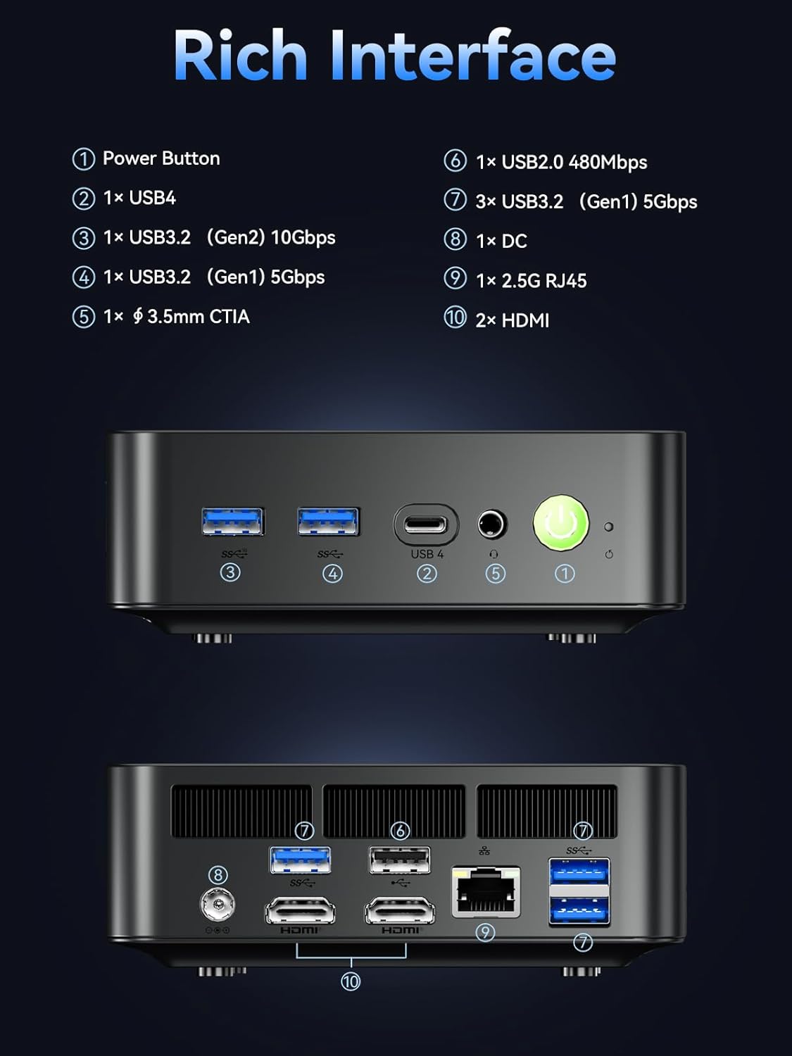 GMKtec K17 Intel Core Ultra 226V Mini PC 97TOPS with Samsung LPDDR5X 8533 MT/s PCIe 4.0 SSD i226V 2.5G RJ45/ WiF6E BT5.2/ USB4.0 Intel Arc 130V Mini Gaming Computer