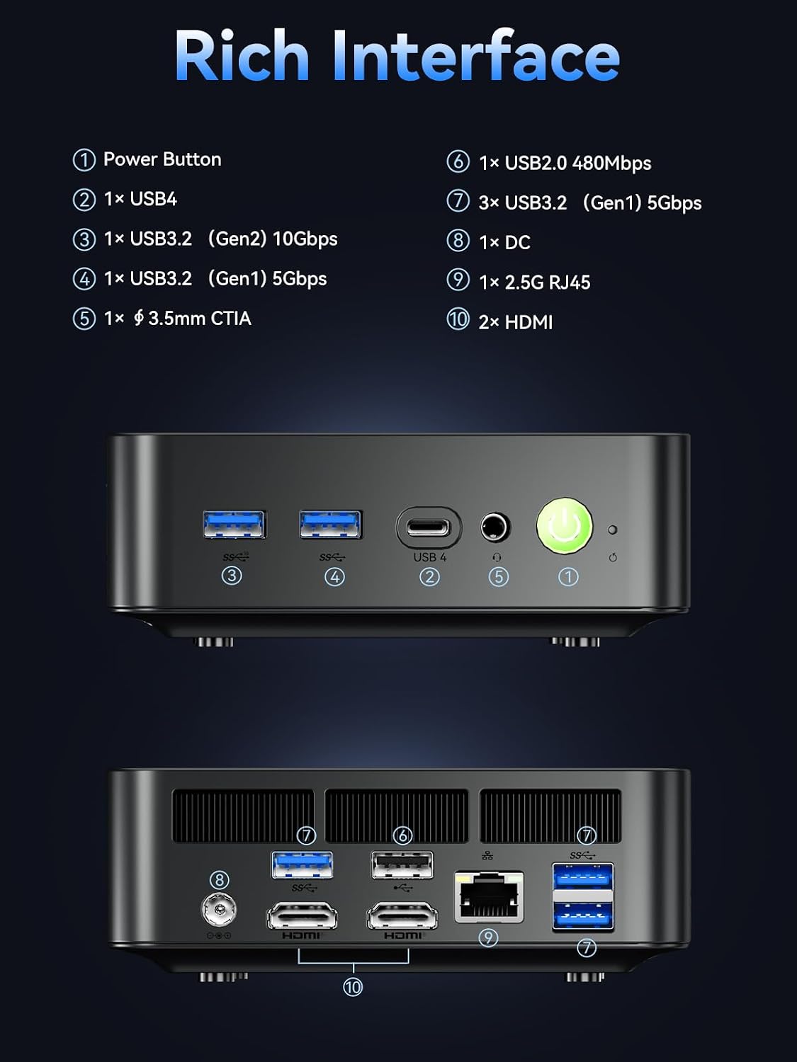GMKtec K17 AI Mini PC, Intel Core Ultra 5 226V (Up to 4.5GHz), 16GB LPDDR5X 8533MT/s, 1TB PCIe 4.0 SSD, 97 Tops AI, Intel Arc 130V, Dual M.2 (Gen5+Gen4) Up to 16TB, USB4, 8K Triple Display, WiFi 6E