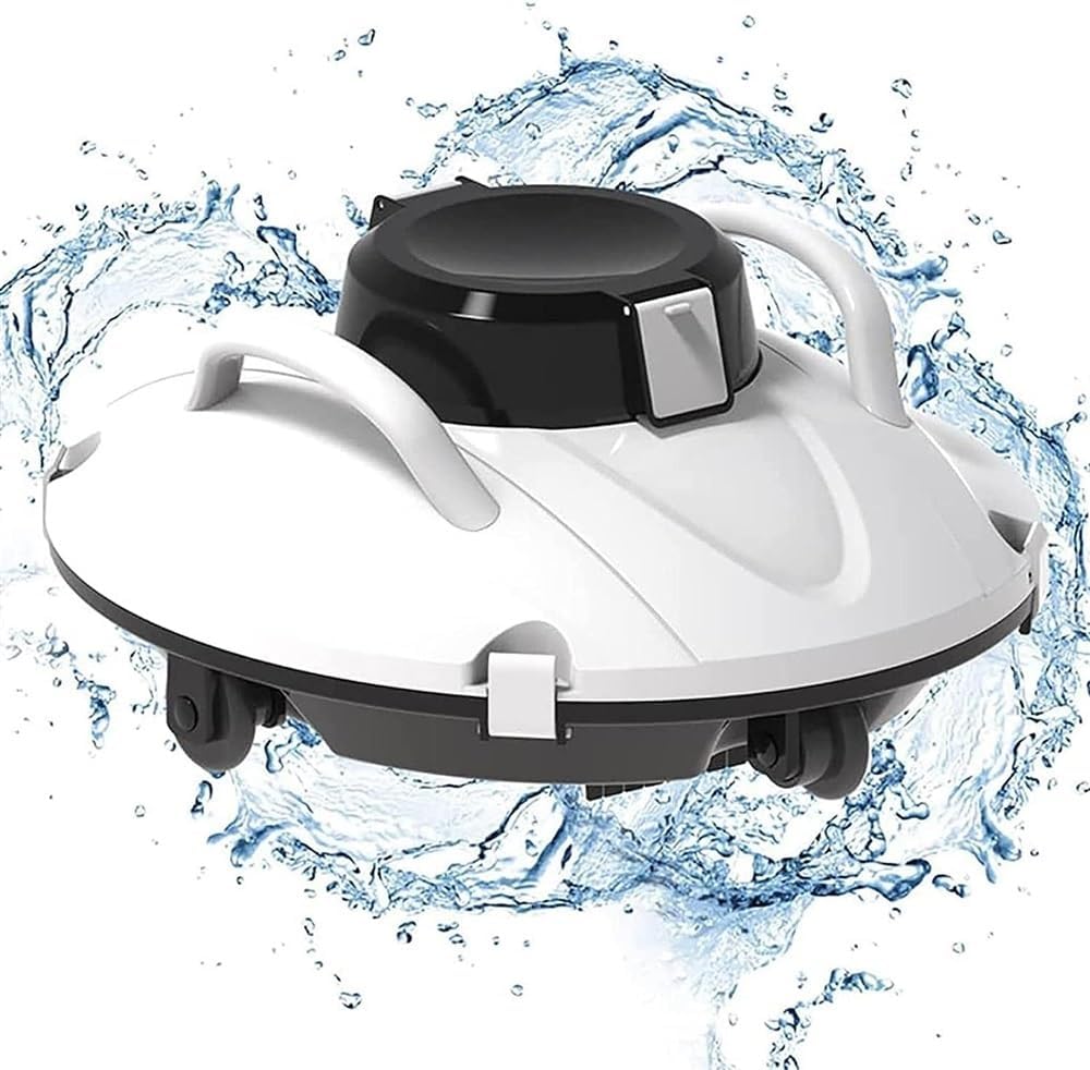 Cordless Swimming Pool Cleaner, Swimming Pool Cleaning Robot, Rechargeable Automatic Pool Vacuum Cleaner, 90 Mins Runtime, for Above Ground Flat Pool, Pond, Fountain Cleaning