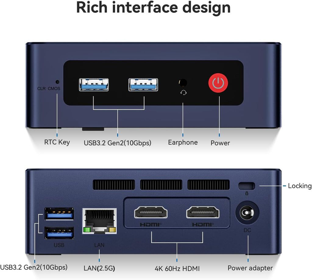 Beelink Mini S12 Mini PC, 12th Intel Alder Lake- N95 (4C/4T, up to 3.4GHz), 8GB DDR4 256GB M.2 SSD, Mini Desktop Computer Support 4K@60Hz Dual Display/WiFi 6/BT5.2/USB 3.2/2.5GB LAN for Home/Office