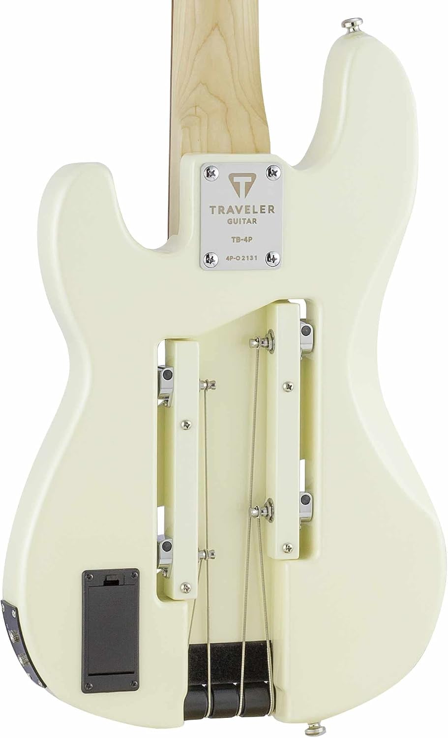 Traveler Guitar TB-4P Pearl White Bass | Travel Guitar with Aux-in | 4 String Bass Guitar with 22 Jumbo Frets | Full 32' Scale Portable Electric Bass Guitar | Headless Guitar with Custom Gig Bag
