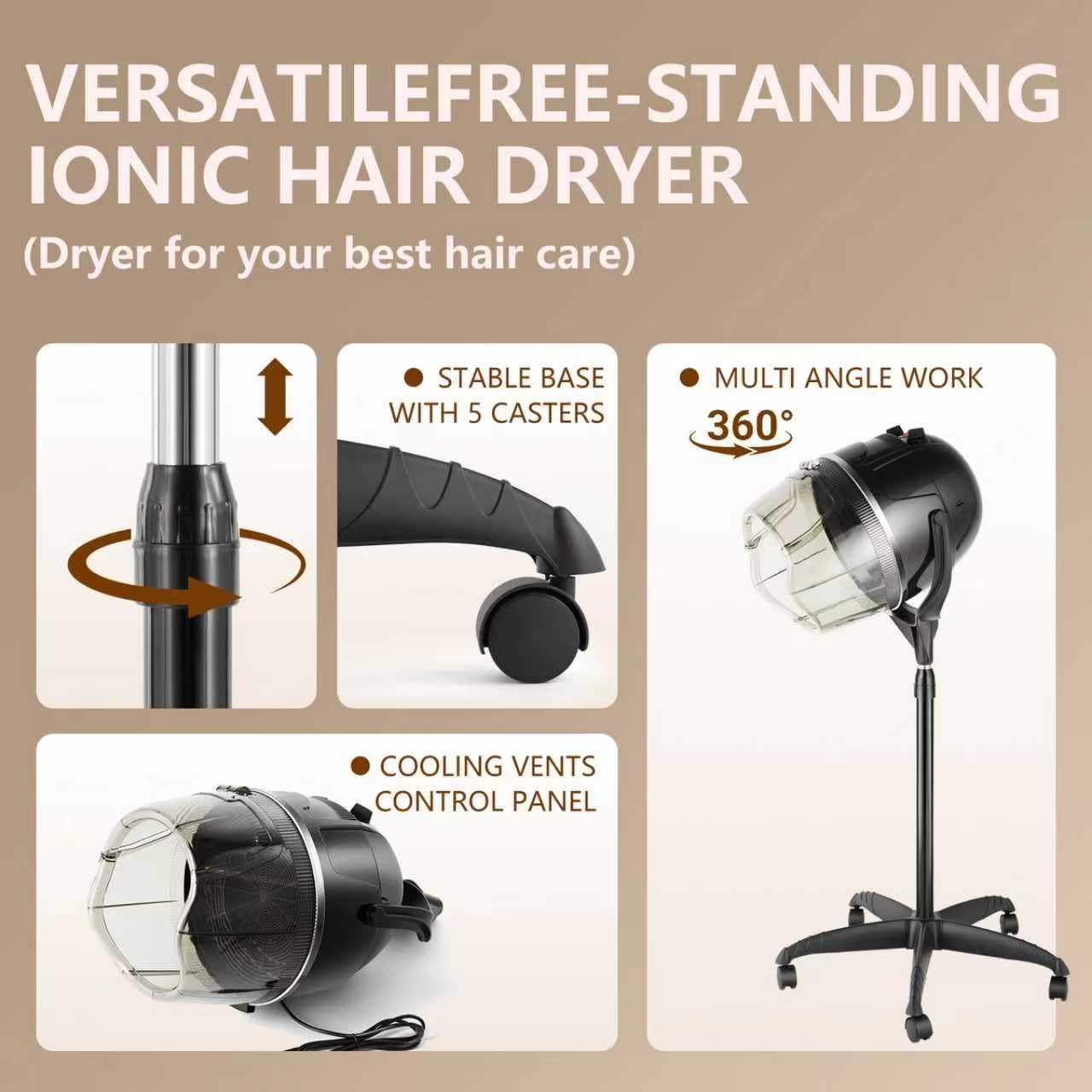 Beautystyle Porfessional Hooded Hair Dryer on Wheels - Portable Salon Stand with Hood