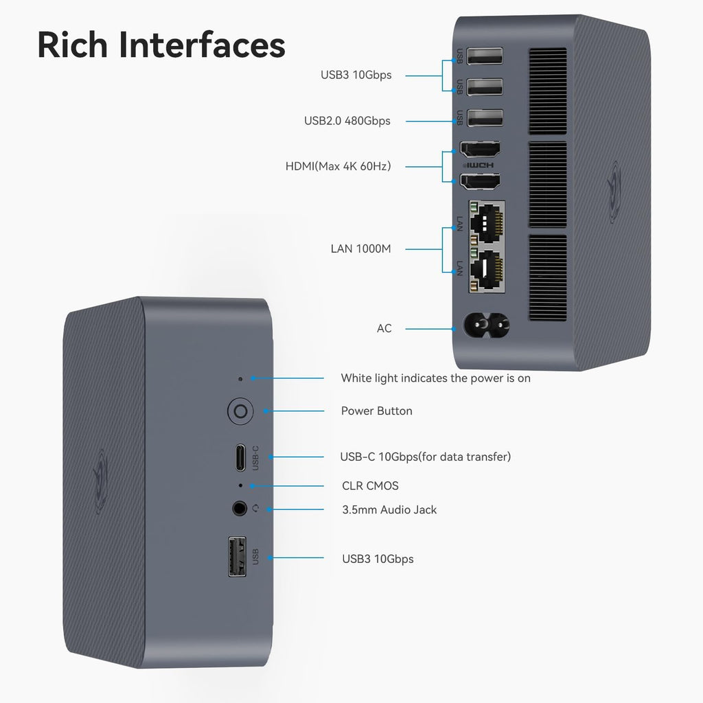 Beelink EQi12 Ai Mini PC, Intel 12th Core 1220P(10C/12T, Up to 4.4GHz), Copilot Mini Computer 16G DDR4 RAM 500GB NVMe PCIE4.0 SSD, Built-in PSU 4K@60Hz Dual Display HDMI2.1/WiFi6/BT5.2/1000Mbp