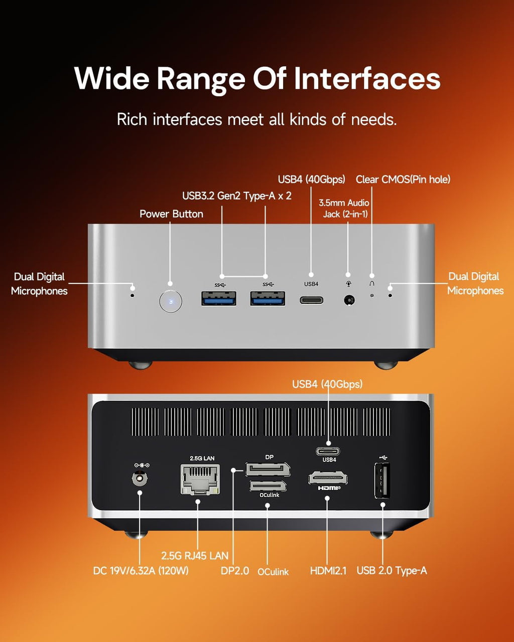 Reatan X8 Ryzen AI 9 HX 470 Mini PC(86 Tops,12C/24T up to 5.2GHz) 48GB DDR5 5600MHz 1TB PCIe 4.0 SSD, Radeon 890M, OCuLink/2xUSB4/DP,Quad 8K Display, 2.5G LAN, Wi-Fi 7/BT 5.4, AI/Dev/Creator/Gaming