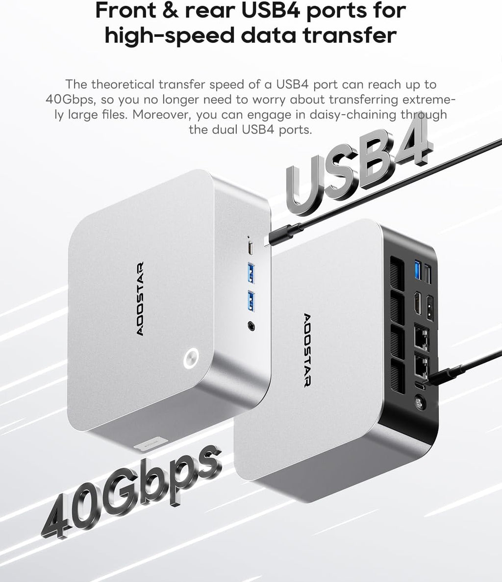 AOOSTAR MACO AMD R7 H255 Mini PC(8C/16T,up to 4.9 Ghz), NO RAM/SSD/OS Mini Gaming PC with OCULINK/ 2*USB4/HD2.1/1 xDP 1.4, 2X 2.5G LAN,2*M.2 Slots