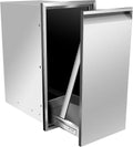 Built-in Single Trash Drawer 14' W x 27' H x 20' D, Pull-Out Tray Outdoor Kitchen Stainless Steel Trash Drawer Storage One Trash Bin for BBQ Island Grill Station