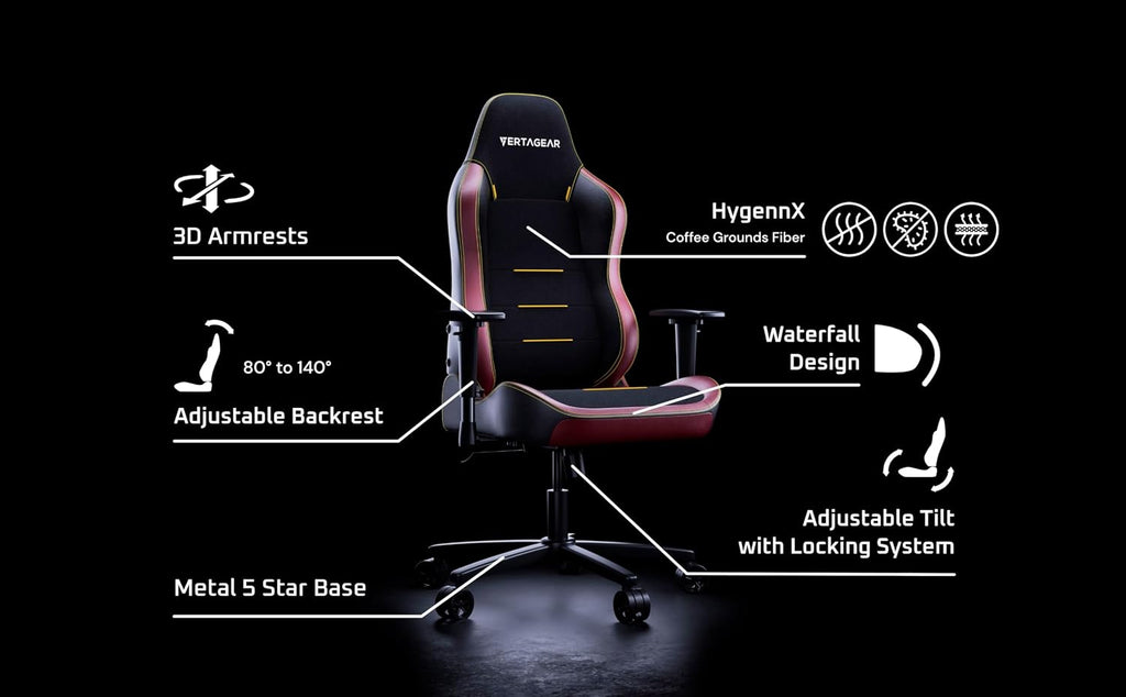 Vertagear SL3800 Ergonomic Gaming Chair featuring ContourMax Lumbar & VertaAir Seat systems - Black/White
