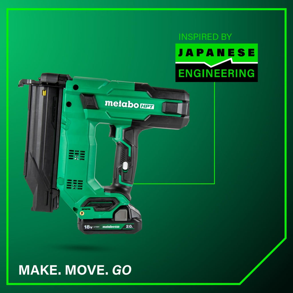 Metabo HPT 18V MultiVolt Compact Cordless Brad Nailer Kit, 18 Gauge Nailer with Power Tool 2.0Ah Lithium Ion Battery, Drives 5/8' to 2' Brad Nails, 700 per Charge, NT1850DG
