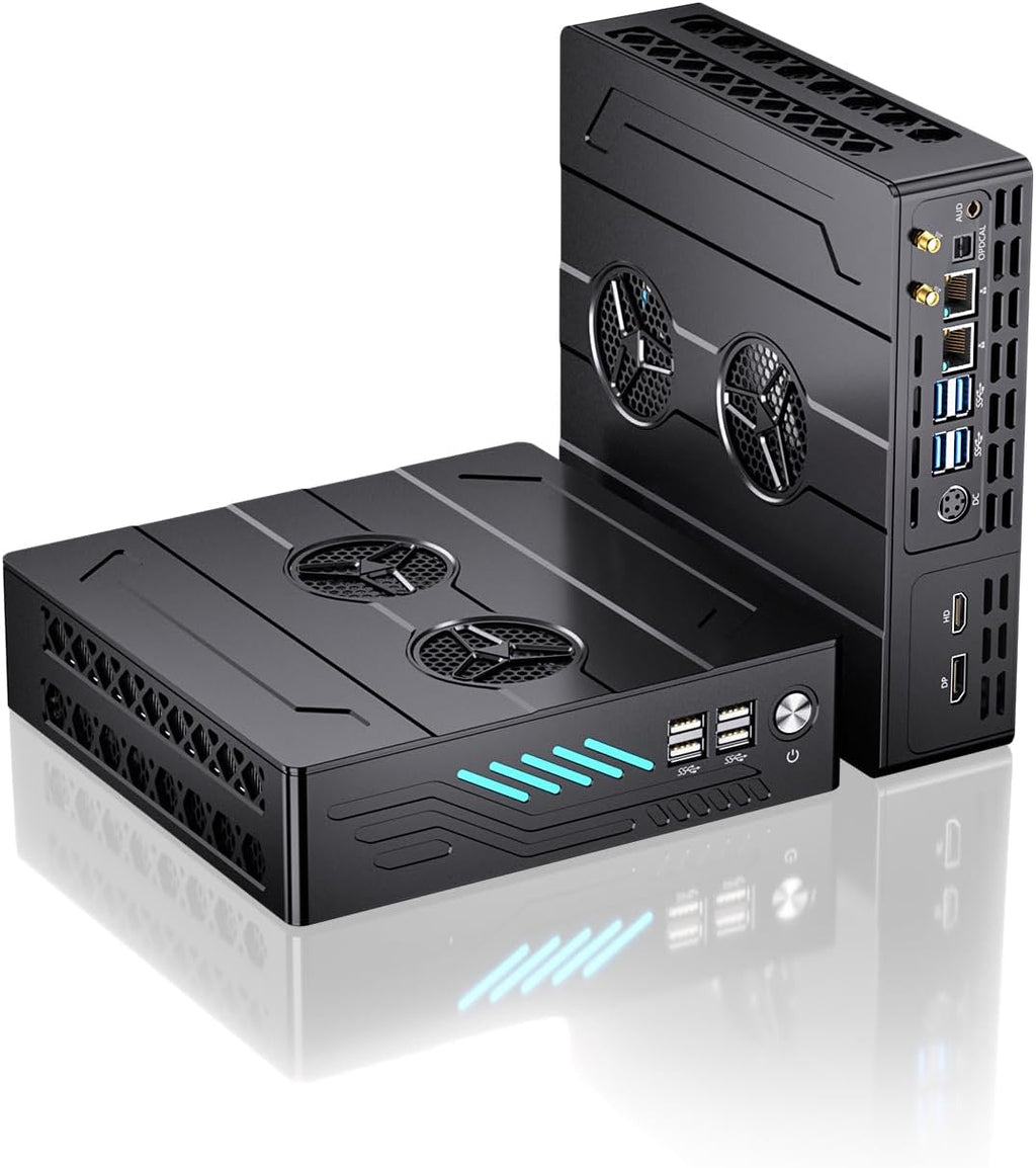 Thdeukoty Mini Gaming Pc i9-12900F(16C/24T, Up to 5.1GHz) 64GB DDR5 4TB SSD, RTX3050 6GB, WIFI6E/BT5.3, RJ45 Port, Optical, 8K Dual Screen Display Mini Desktop Computer for Gaming/Design