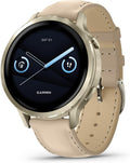 Garmin Venu® 4, 41mm, Advanced Health and Fitness GPS Smartwatch, Bright Colorful Display,Built-In Flashlight,10 Days of Battery Life,Lunar Gold/Bone Silicone Band and Light Sand Leather Band -2 bands