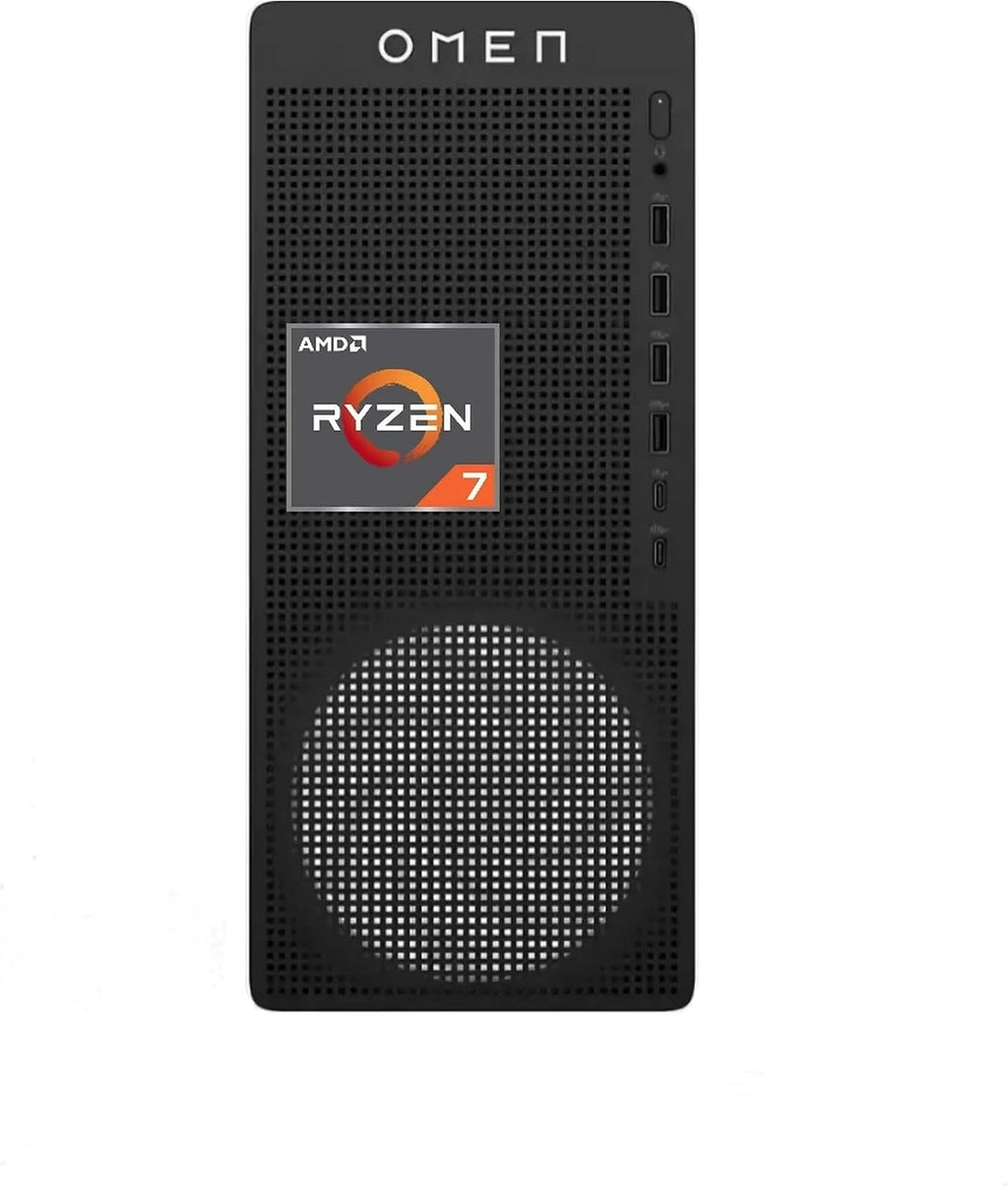 HP Omen 16L Gaming PC (RTX 4060 8GB, AMD Ryzen 7 8700F, 32GB DDR5 RAM, 1TB NVME PCIe SSD, RJ45, WiFi 6 + BT 5.4, USB-C, HDMI, Windows 11 Pro) Desktop Computer for Gamers w/RGB Accessories