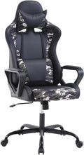 Dopinmin PU Leather Ergonomic Gaming Chair Esports Computer Chair Boss Chair with Lumbar Cushion and Retractable Footrest Video Game Chair for Streaming,CAMO
