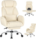 HOFFREE Criss Cross Chair with Wheels Ergonomic Office Chair with Reversible Armrest Wide Seat Comfy Desk Chair with Foot Rest for Gaming,Reading,Working(Beige)