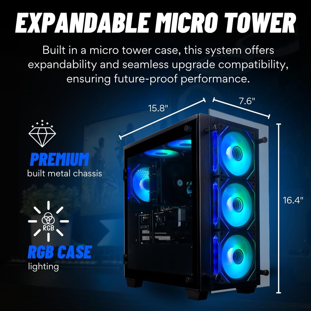 Stratos Micro RTX 5080, 24-Core i9-14900KF, 64GB DDR5 RAM, 2TB Gen4 NVMe SSD, Gaming Desktop PC w/Windows 11 Pro, 3-Year Warranty, RGB Keyboard+Mouse, Internal Wi-Fi 6E, 3X DP & HDMI