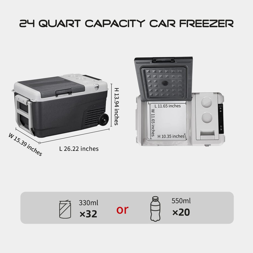 Alpicool MT25 Portable Fridge 12 Volt Car Refrigerator 24 Quart Freezer for Fishing, Camping, RV, Truck, Boat-12/24V DC