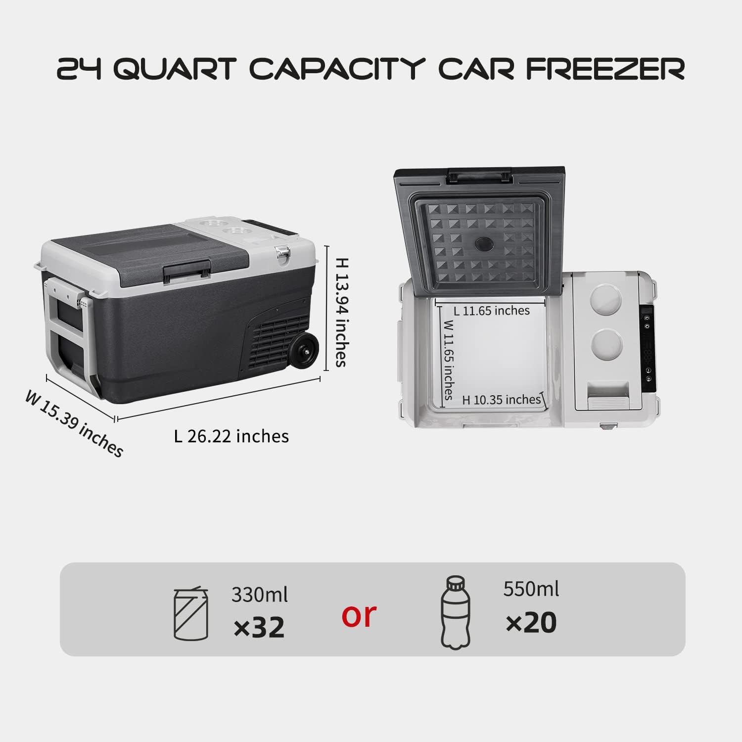 Alpicool MT25 Portable Fridge 12 Volt Car Refrigerator 24 Quart Freezer for Fishing, Camping, RV, Truck, Boat-12/24V DC