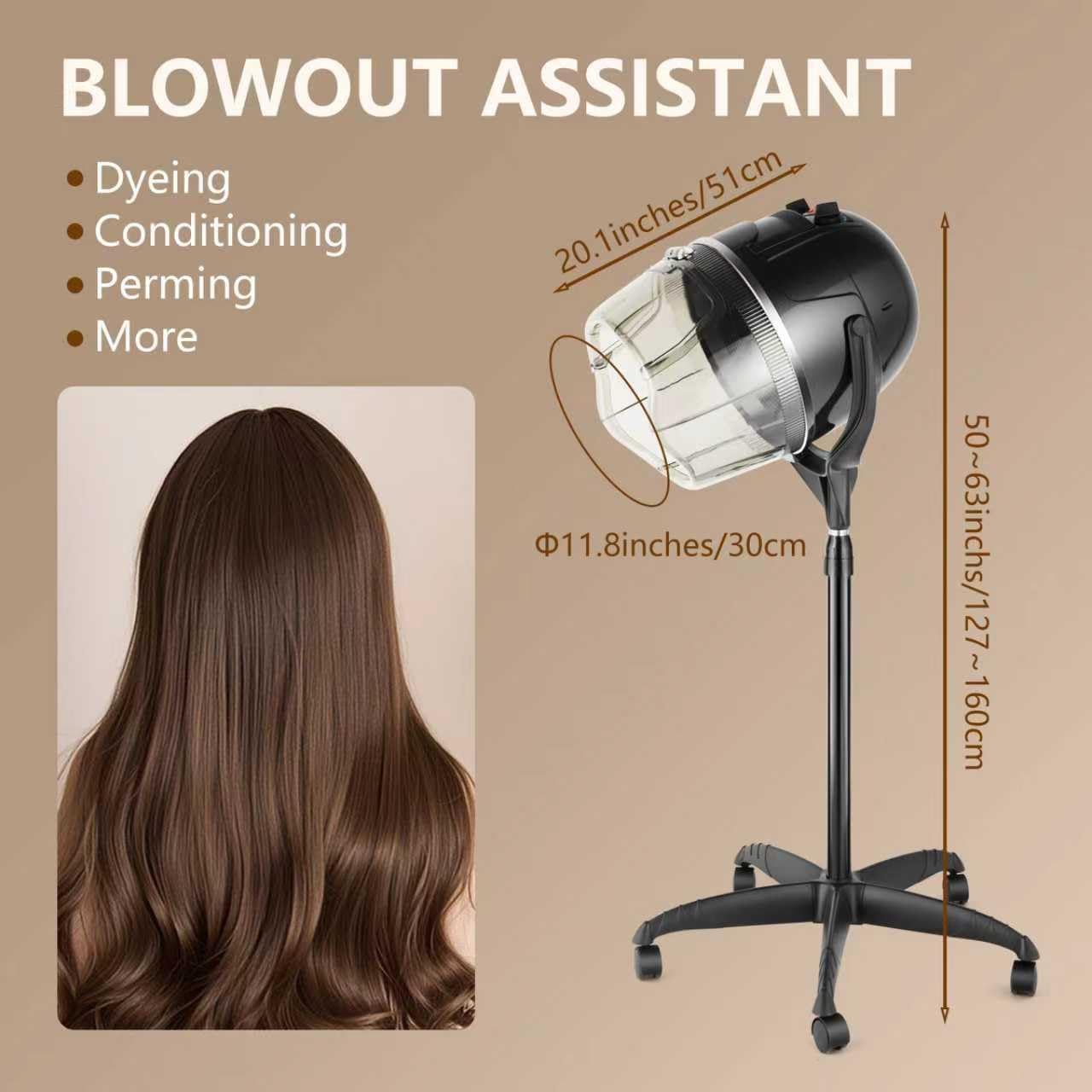 Beautystyle Porfessional Hooded Hair Dryer on Wheels - Portable Salon Stand with Hood