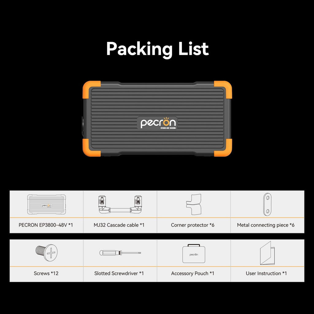 pecron Extra Battery 3840Wh, Expand Capacity for E3600LFP/E3800LFP/F3000LFP/E2400LFP/E1500LFP/E1000LFP, LiFePO4 Backup Battery
