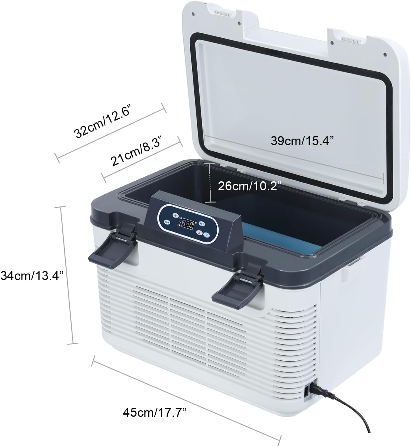 12/24V Car Refrigerator, Portable Freezer Cooler with Digital Display, 19L Electric Cooler Fridge, Mini Compressor Fridge for Truck RV SUV Van Camping Travel Road Trip, Adjustable Cooling Heating Grey