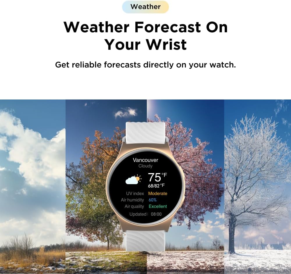 Motorola Moto Watch 120 - Premium Bluetooth Smartwatch with AMOLED Display, 10-Day Battery, Heart Rate & SpO2 Tracking, Fitness & Health Monitoring, Compatible with Android and iPhone - Rose Gold