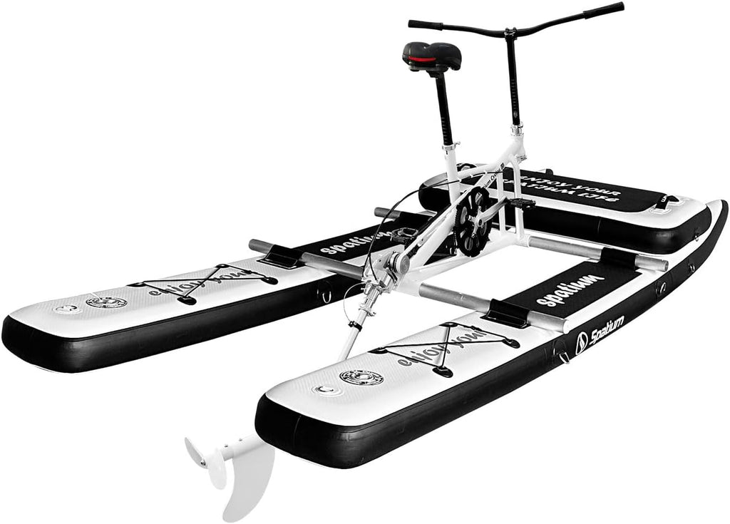 Spatium SUP Water Bike - Inflatable Pedal Boat for One Person - Fishing Kayak & Paddle Board - The Fun of Water & Fishing + Mat