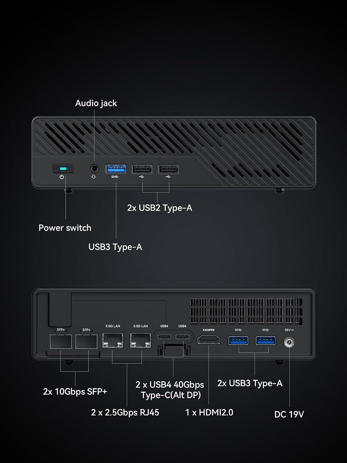 MINISFORUM MS-01 Mini Workstation Intel Core i9-13900H (vPro Enterprise Support) 32GB DDR5 1TB SSD Mini PC,2x 10Gbps SFP+/2x 2.5G RJ45/2x USB4/HDMI/1x PCIe4.0x16 slot/Support 3x M.2 2280/22110/U.2 SSD