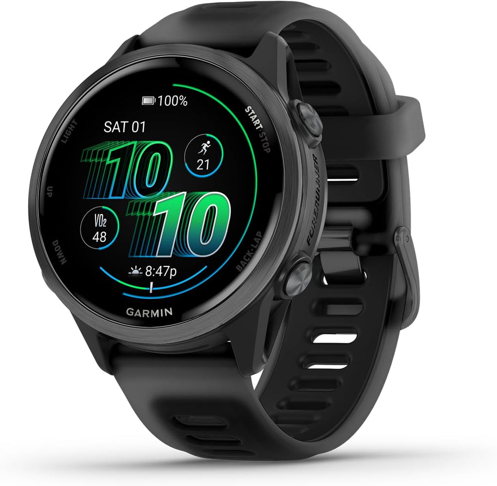 Garmin Forerunner 570 Running Smartwatch, 42MM WiFi, GPS Fitness Smart Watch for Men and Women, Slate Gray Aluminum with Translucent Black/Black Band + Access 600 Fitness Monitor, XS-S + More