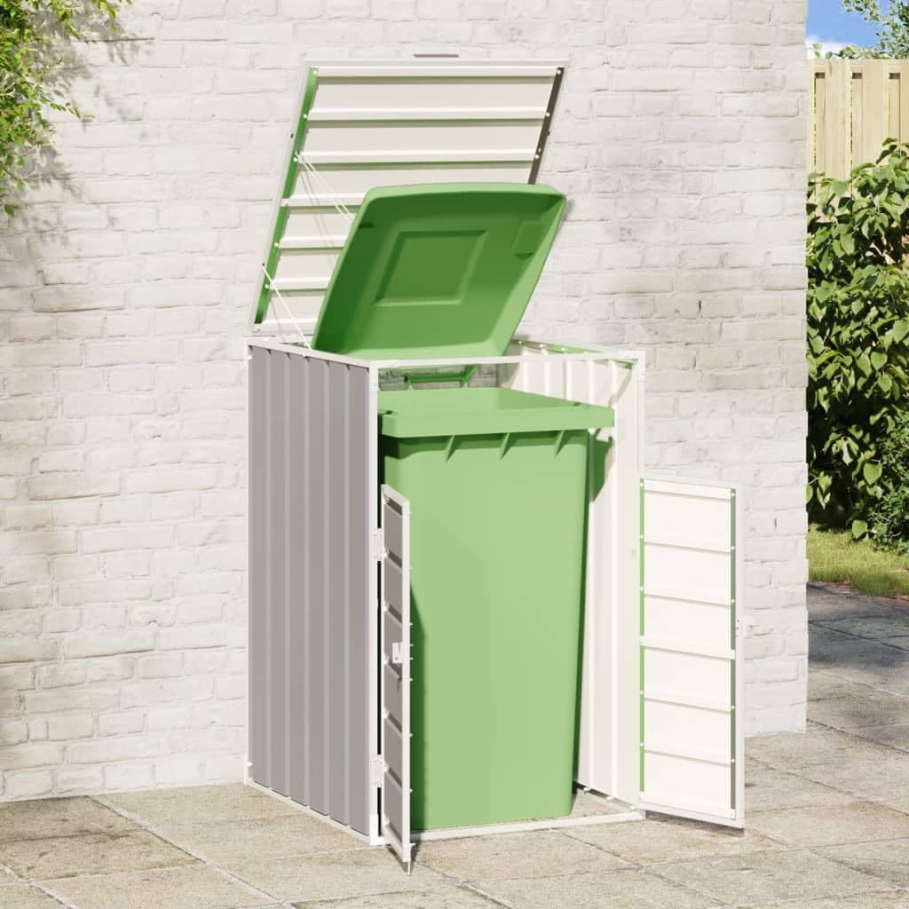 Steel Wheelie Bin Storage for Single Bin, Outdoor Storage Shed for Garbage Can, Outdoor Trash Can Storage Shed, Gray 28.3'x31.9'x45.3' Steel,-630
