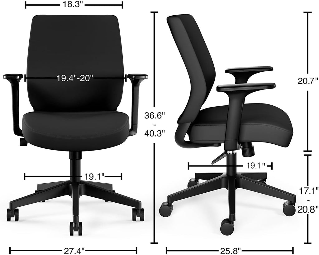 Staples Ergonomic Task Chair, Fabric, Black