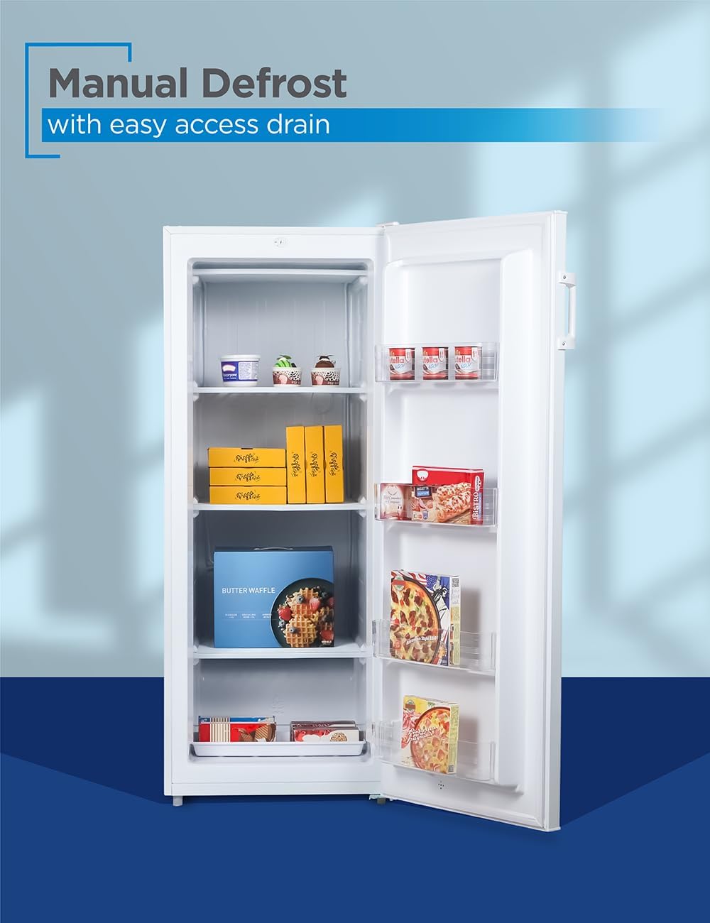 BLACK+DECKER 10 Cu. Ft. Upright Freezer, Stand Up Freezer with Mechanical Temperature Control, Freezer Upright with 3 Shelves and 4 Door Bins, Manual Defrost, R600a Refrigerant, BUF1000LW, White