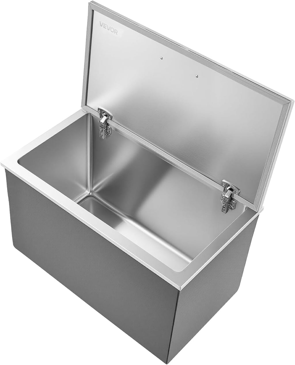 VEVOR Drop in Ice Chest, Stainless Steel Drop in Cooler, Commercial Ice Bin with Lid for Outdoor Kitchen Patio Bar, Drain-Pipe Set Included, Cooling Bins with Cover for Cold Wine Beer