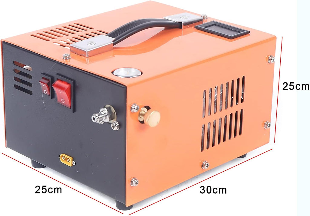 Electric Air Compressor 300 Bar 4500Psi, 12V 30Mpa High Pressure Airgun High Pressure Air Compressor Built-in Transformer Portable High Pressure Pump with Fan Cooling System & LED Display