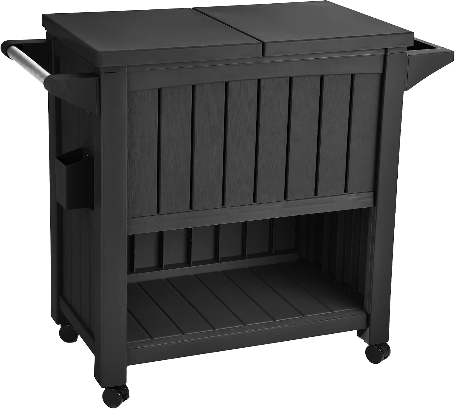 DWVO Cooler with Wheels, Rolling Ice Chest with Bottle Opener Drainage, 85 Quart Portable Patio Cooler on Wheels, Outdoor Beverage, Ice Chest Cart for Pool Deck Party BBQ Cookouts (Black)
