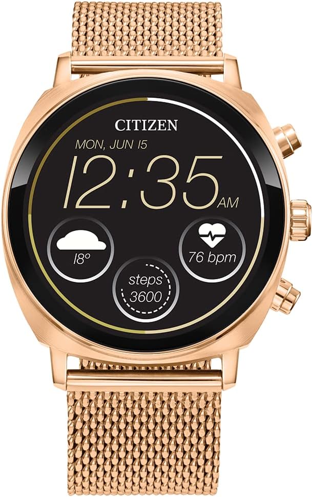 Citizen CZ Smart PQ2 41MM Unisex Smartwatch with YouQ App with IBM Watson® AI and NASA Research, Wear OS by Google, HR, GPS, Fitness Tracker, Amazon Alexa™, iPhone Android Compatible, IPX6 Rating