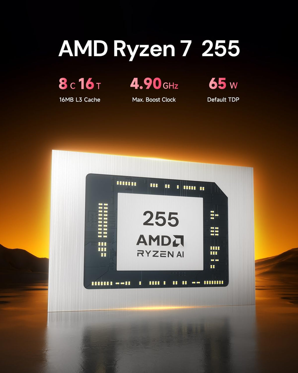 Reatan Mini PC Gaming OCuLink AI AMD Ryzen 7 255, Mini Computers, Built-in Dual Speakers, 2.5Gbps LAN,HDMI 2.1, 8K USB 4.0 Wi-Fi 7/BT5.4 Barebone, NO RAM, NO Storage, NO System