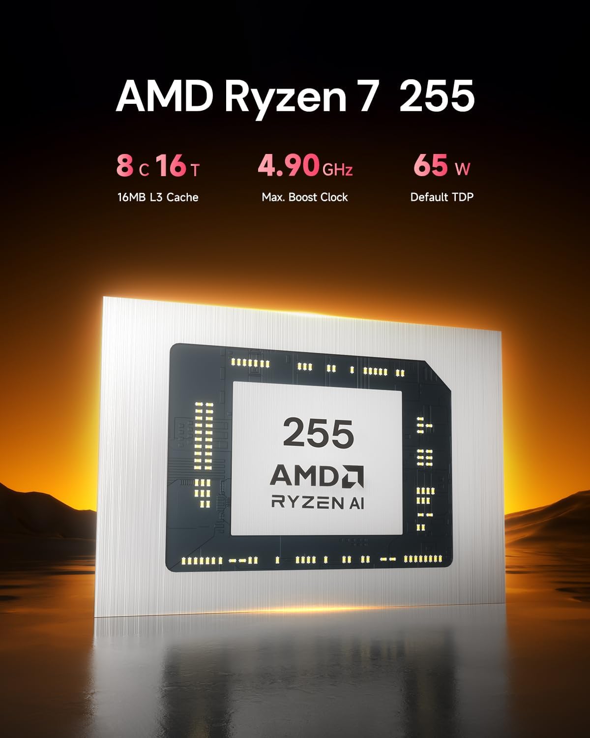 Reatan Mini PC Gaming OCuLink AI AMD Ryzen 7 255, Mini Computers, Built-in Dual Speakers, 2.5Gbps LAN,HDMI 2.1, 8K USB 4.0 Wi-Fi 7/BT5.4 Barebone, NO RAM, NO Storage, NO System