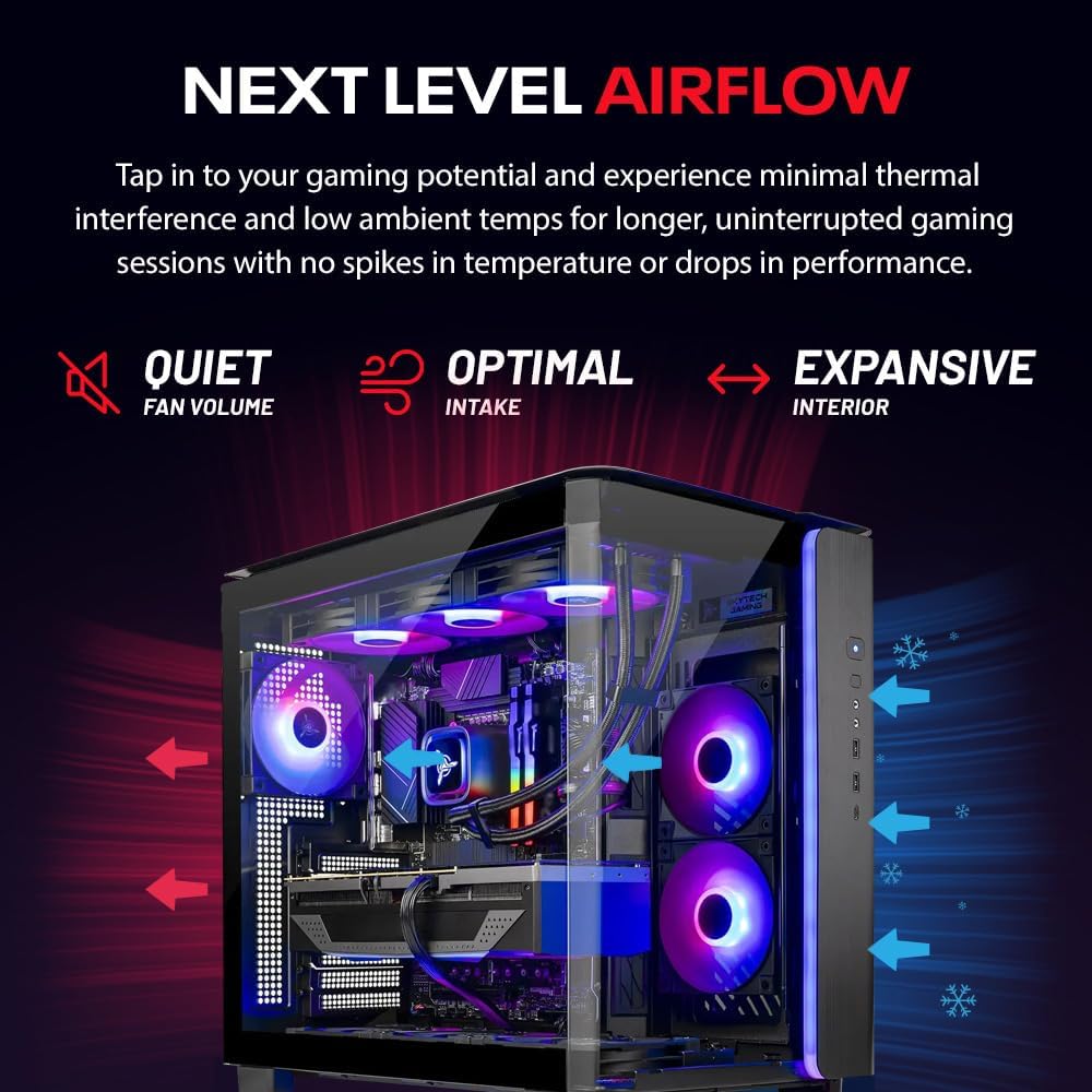 Skytech Gaming King 95 Gaming PC, AMD Ryzen 7 9800X3D 4.7GHz, NVIDIA RTX 5070 Ti 16GB VRAM, 1TB Gen4 NVMe SSD, 24GB DDR5 RAM 6000, 850W Gold ATX 3 PSU, 360 ARGB AIO, WI-FI 5, Windows 11, Desktop